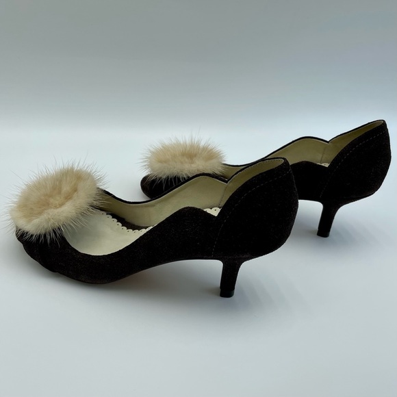 Kristen Randolph Chocolate Suede Leather Heels Size 7 - Picture 8 of 15